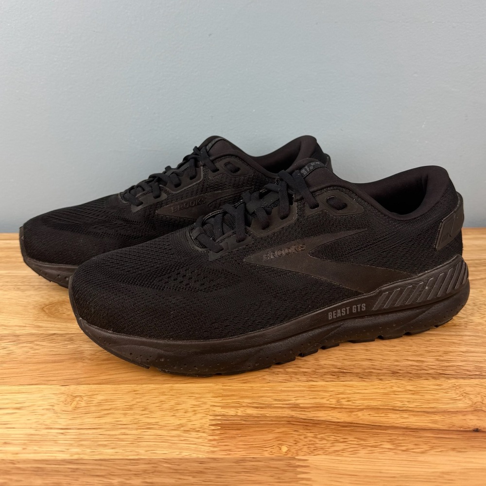 Brooks Beast GTS 24 Mens 11.5 2E Wide All Black Running Shoes Walking Sneakers - Picture 2 of 7